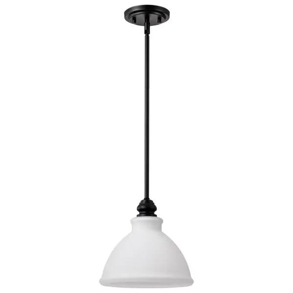 Russel Mini Pendant - Matte Black with Satin White Glass - Image 1