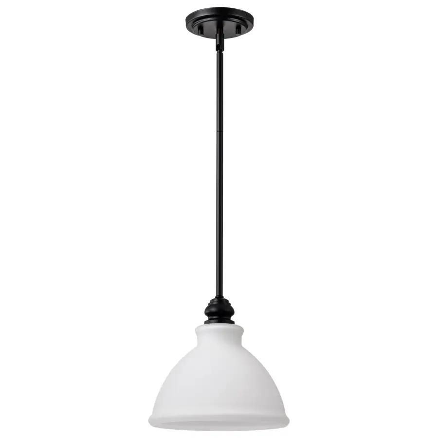 Russel Mini Pendant - Matte Black with Satin White Glass - Image 1