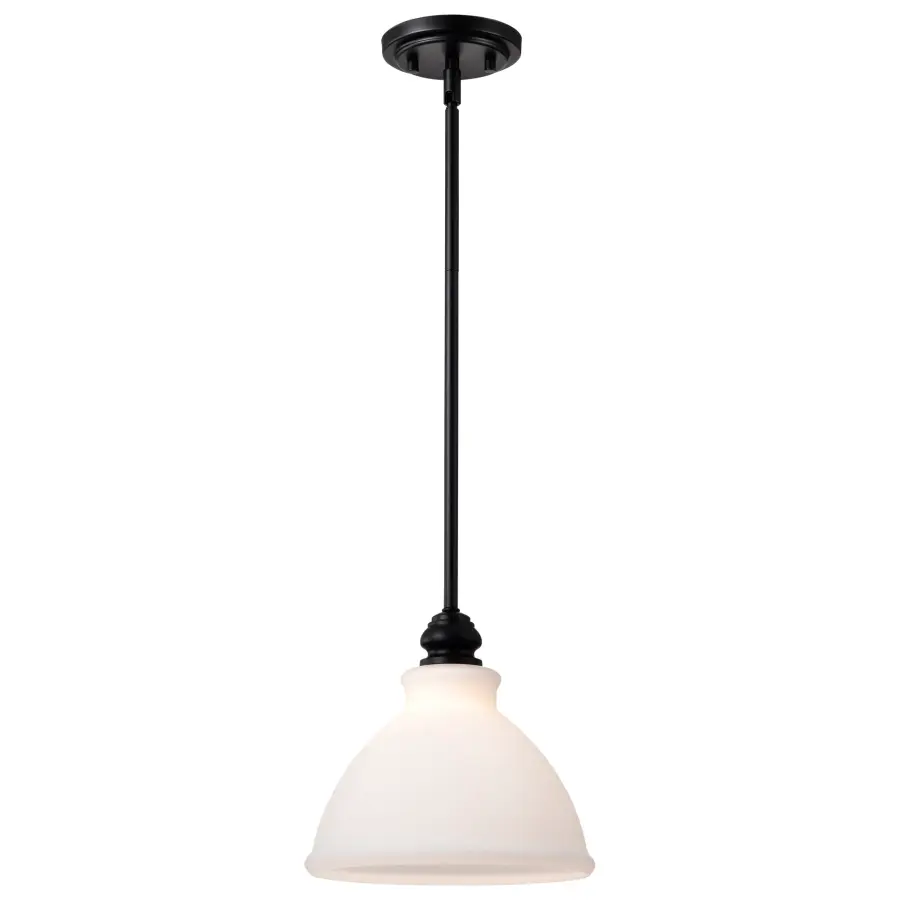 Russel Mini Pendant - Matte Black with Satin White Glass - Image 2