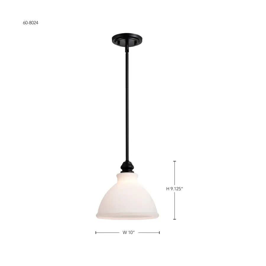 Russel Mini Pendant - Matte Black with Satin White Glass - Image 11