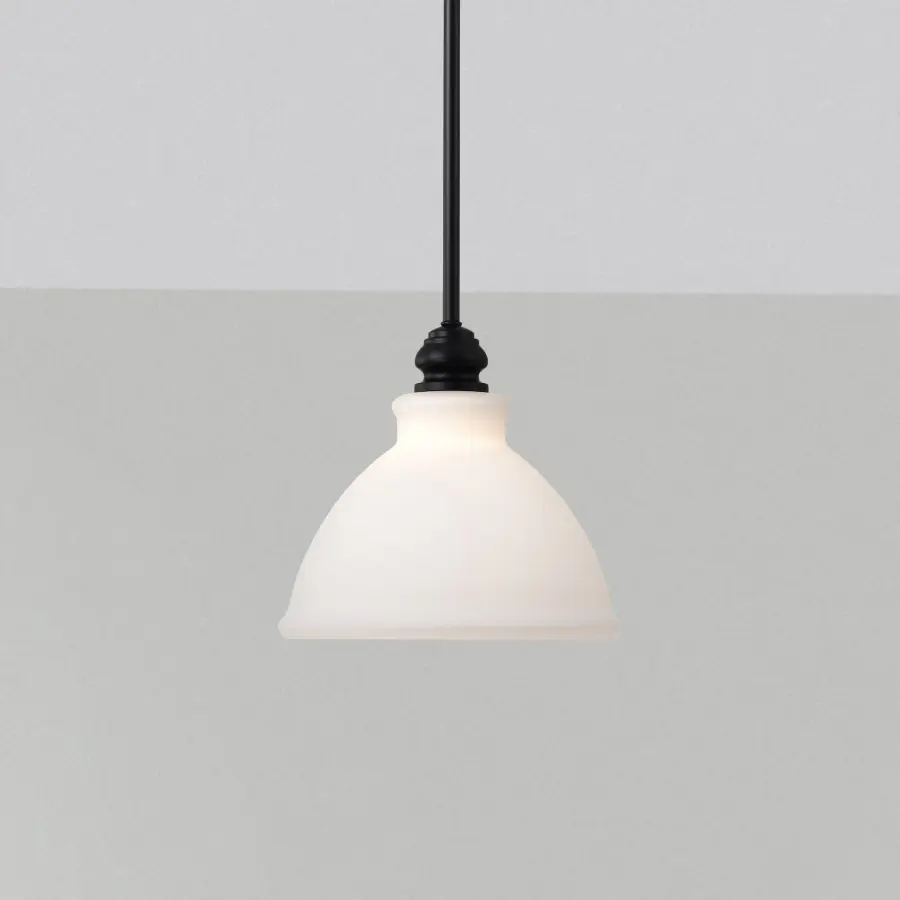 Russel Mini Pendant - Matte Black with Satin White Glass - Image 15