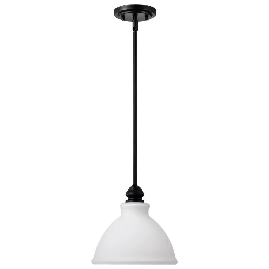 Russel Mini Pendant - Matte Black with Satin White Glass - Image 3