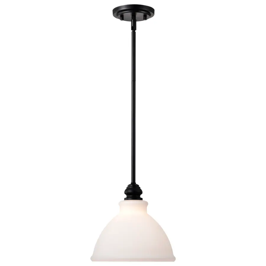 Russel Mini Pendant - Matte Black with Satin White Glass - Image 4