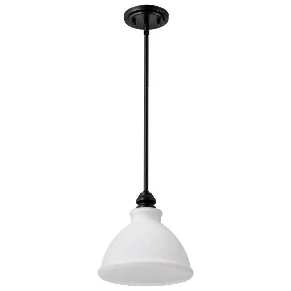 Russel Mini Pendant - Matte Black with Satin White Glass - Image 5