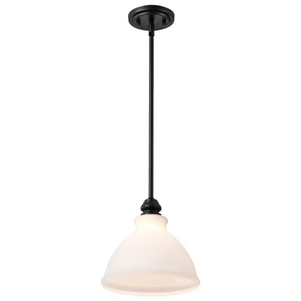 Russel Mini Pendant - Matte Black with Satin White Glass - Image 6