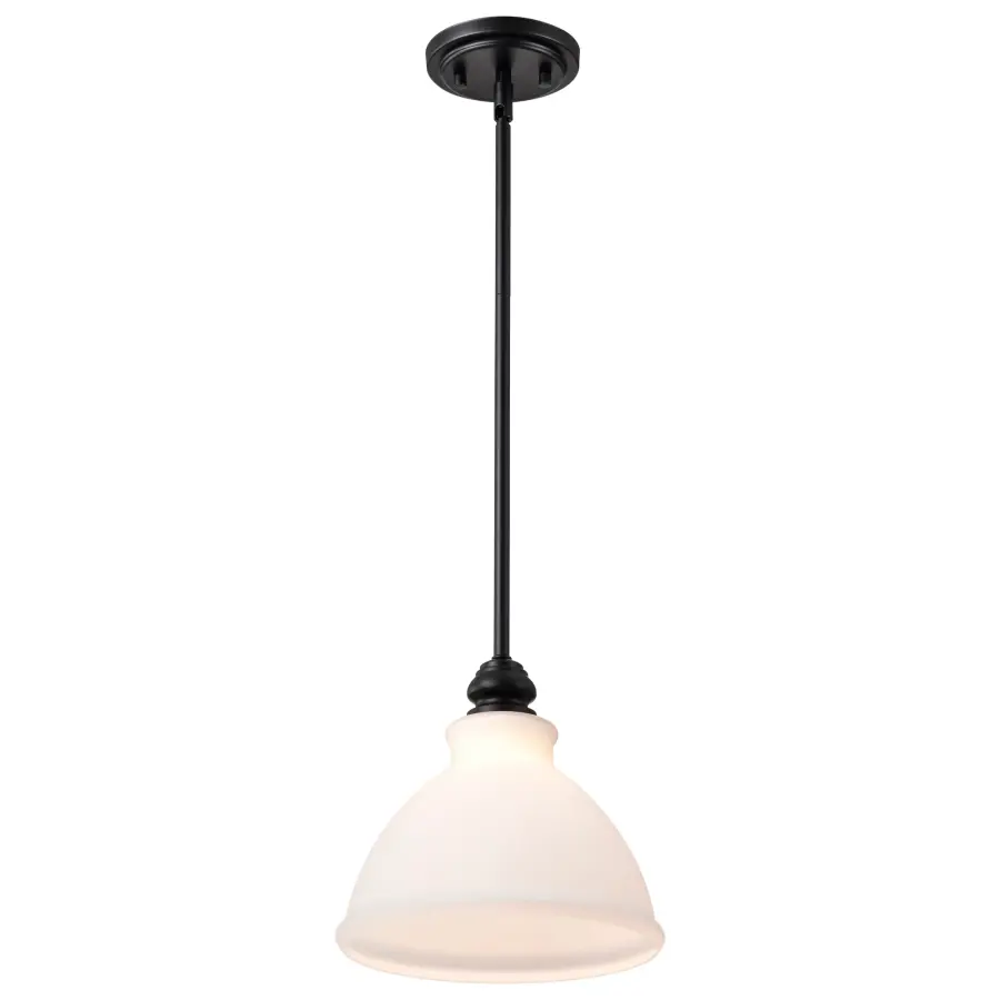 Russel Mini Pendant - Matte Black with Satin White Glass - Image 6