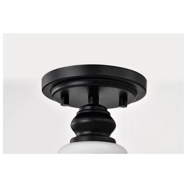 Russel 10" Semi Flush Mount in Matte Black with Satin White Glass - Image 8