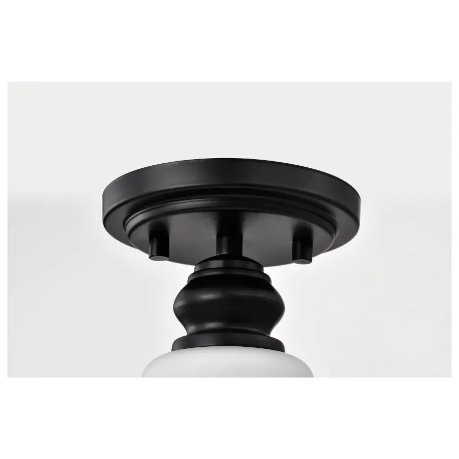 Russel 10" Semi Flush Mount in Matte Black with Satin White Glass - Image 8