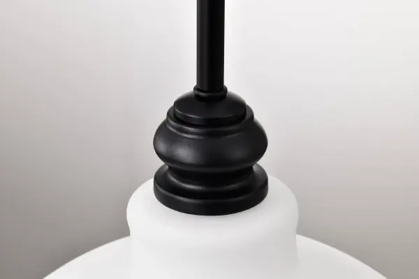 Russel 14" Matte Black Pendant with Satin White Glass - Image 11