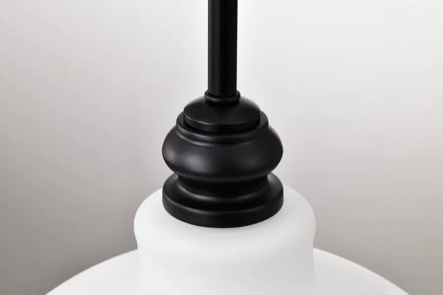 Russel 14" Matte Black Pendant with Satin White Glass - Image 11