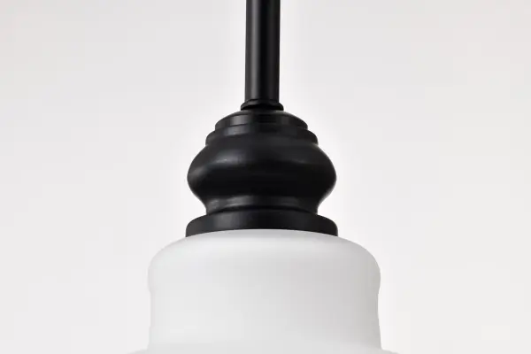 Russel 14" Matte Black Pendant with Satin White Glass - Image 12