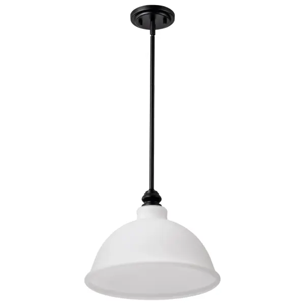 Russel 14" Matte Black Pendant with Satin White Glass - Image 5