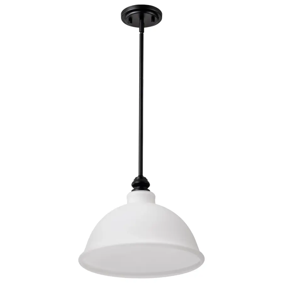 Russel 14" Matte Black Pendant with Satin White Glass - Image 5