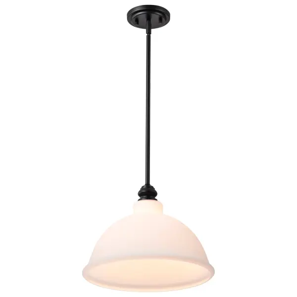 Russel 14" Matte Black Pendant with Satin White Glass - Image 6
