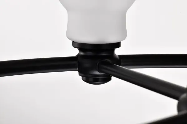 Russel 6-Light Chandelier in Matte Black with Satin White Glass - Image 11
