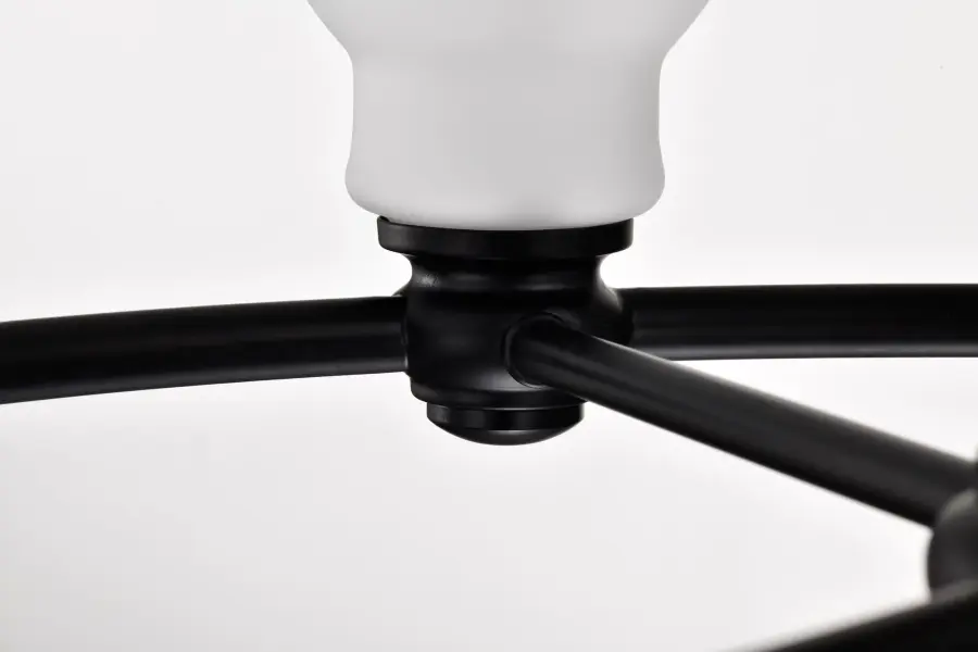 Russel 6-Light Chandelier in Matte Black with Satin White Glass - Image 11