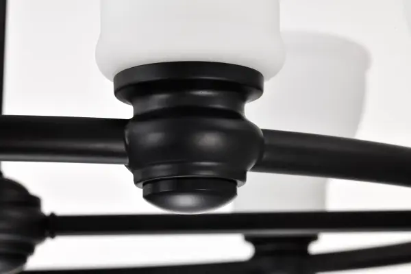 Russel 6-Light Chandelier in Matte Black with Satin White Glass - Image 12
