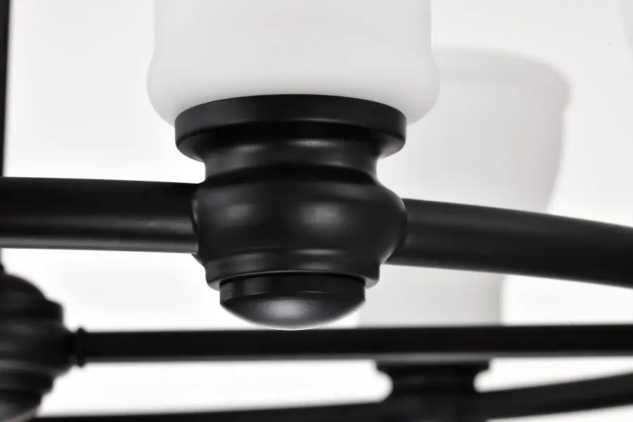 Russel 6-Light Chandelier in Matte Black with Satin White Glass - Image 12