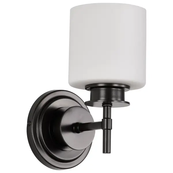 Warren 1-Light Vanity Sconce in Gun Metal with Satin White Glass - Image 1