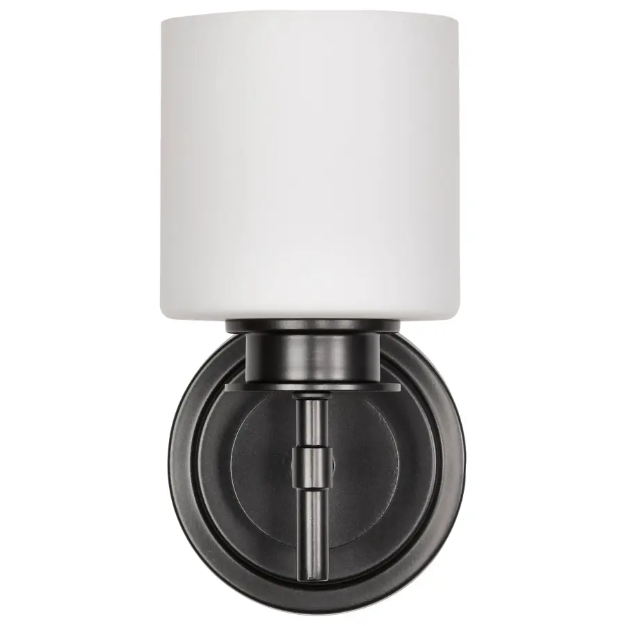 Warren 1-Light Vanity Sconce in Gun Metal with Satin White Glass - Image 11