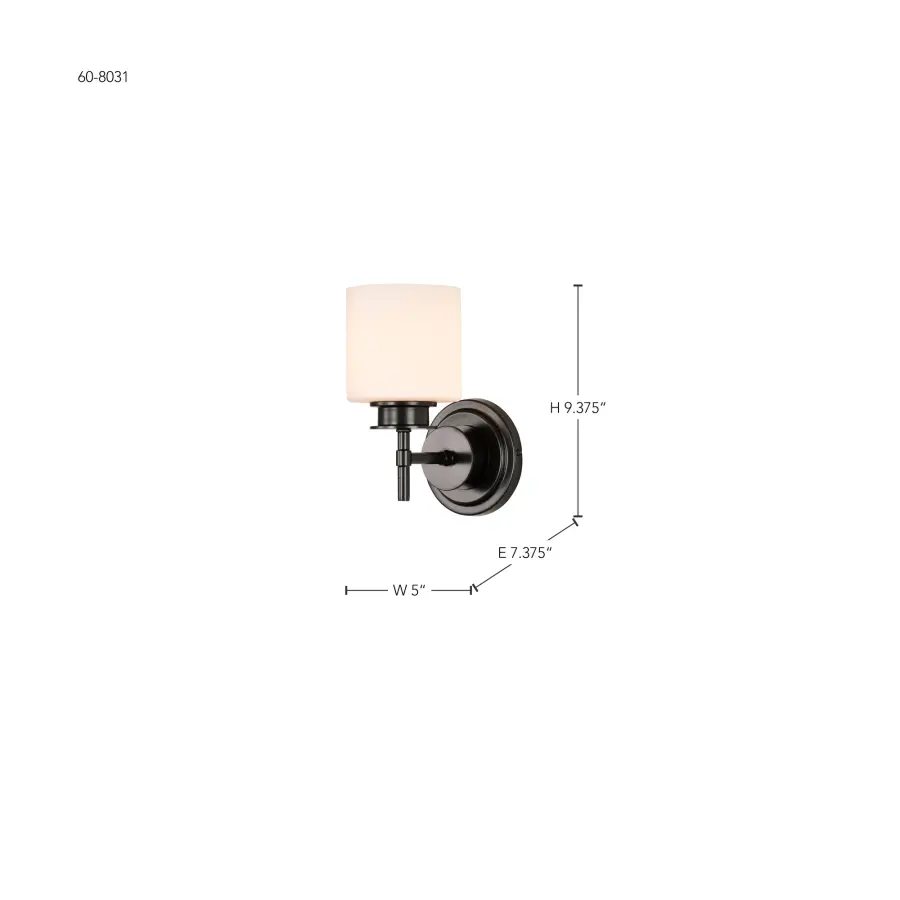 Warren 1-Light Vanity Sconce in Gun Metal with Satin White Glass - Image 18