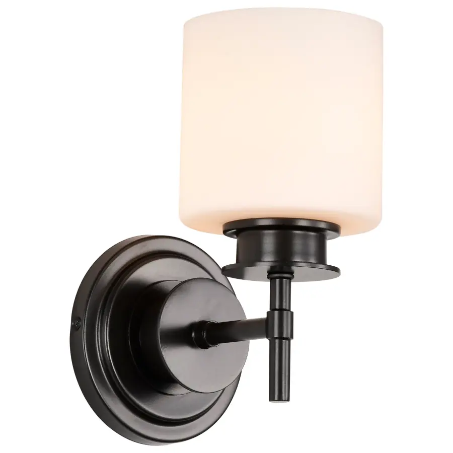 Warren 1-Light Vanity Sconce in Gun Metal with Satin White Glass - Image 4