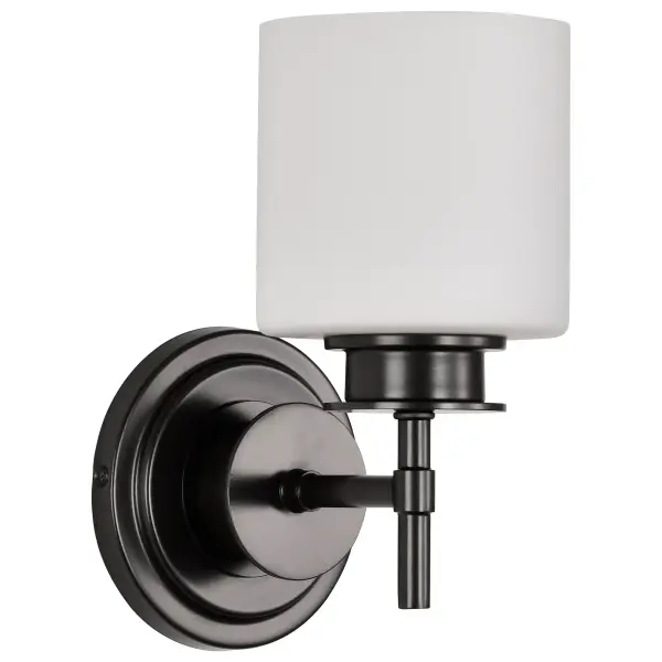 Warren 1-Light Vanity Sconce in Gun Metal with Satin White Glass - Image 5
