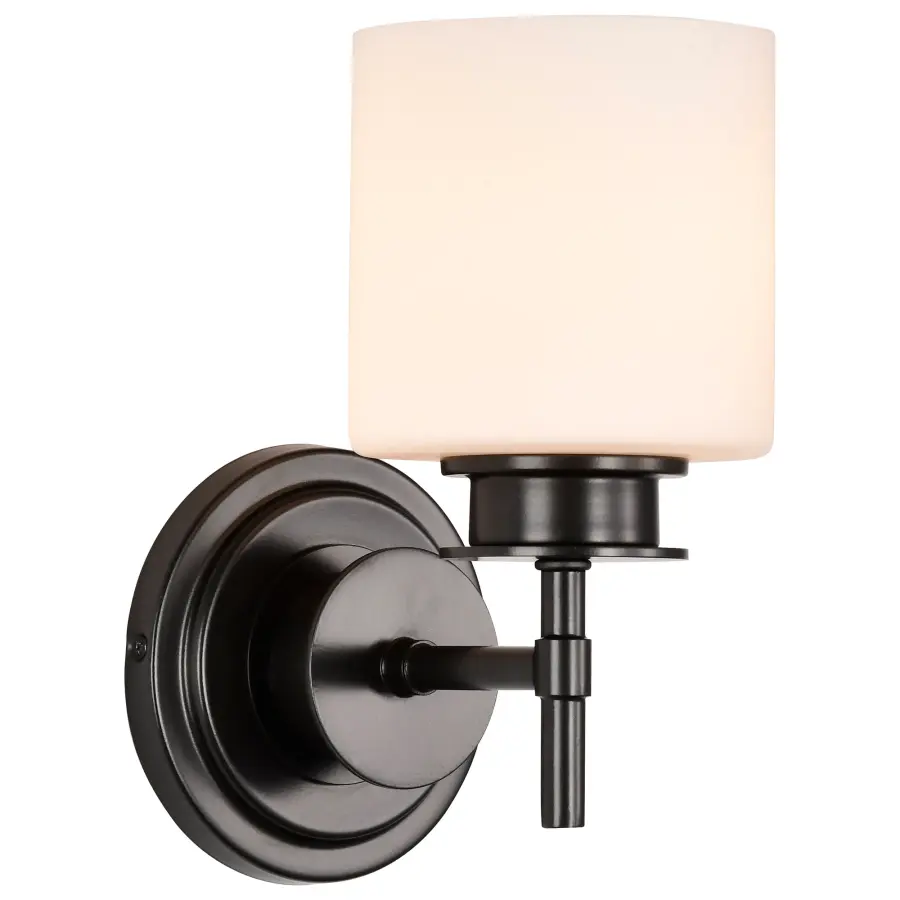 Warren 1-Light Vanity Sconce in Gun Metal with Satin White Glass - Image 6