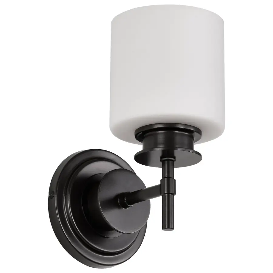 Warren 1-Light Vanity Sconce in Gun Metal with Satin White Glass - Image 7