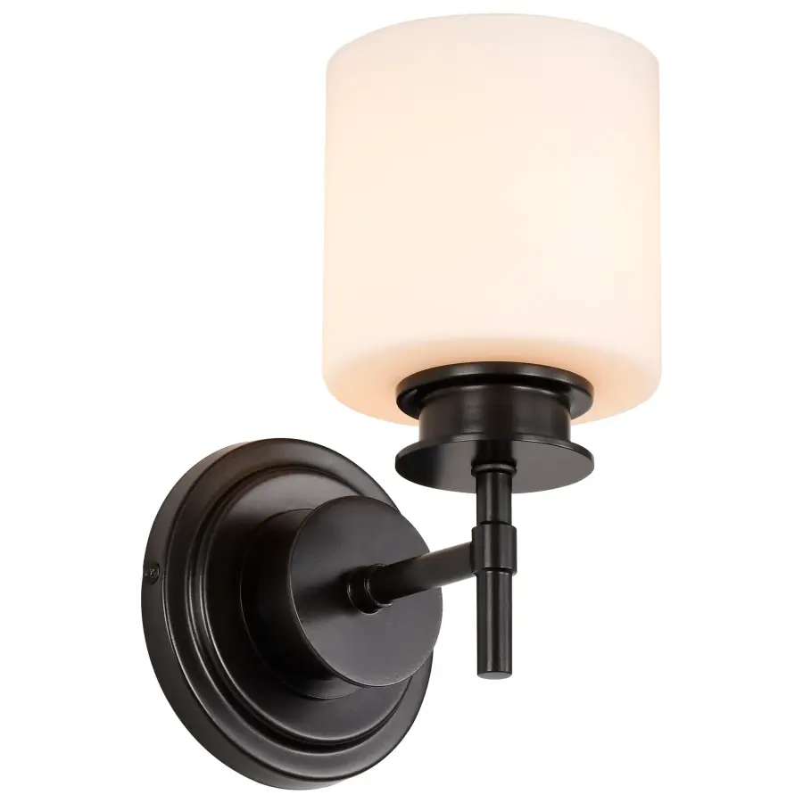 Warren 1-Light Vanity Sconce in Gun Metal with Satin White Glass - Image 8