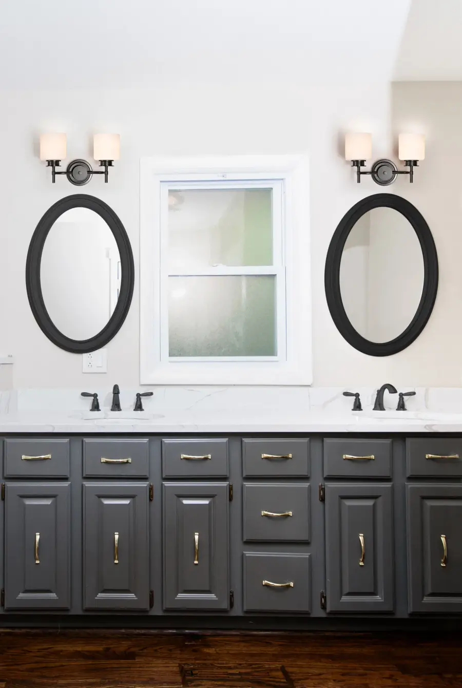Warren 2-Light Vanity in Gun Metal with Satin White Glass - Image 2