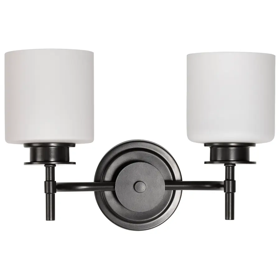 Warren 2-Light Vanity in Gun Metal with Satin White Glass - Image 11