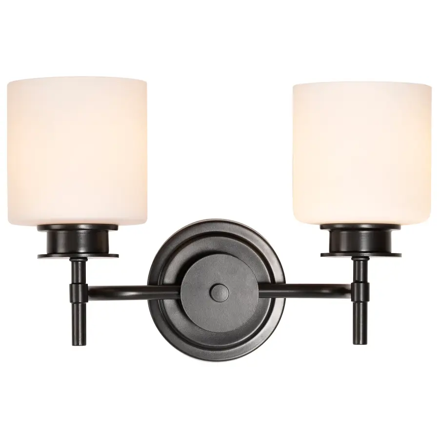 Warren 2-Light Vanity in Gun Metal with Satin White Glass - Image 12