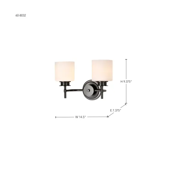 Warren 2-Light Vanity in Gun Metal with Satin White Glass - Image 18