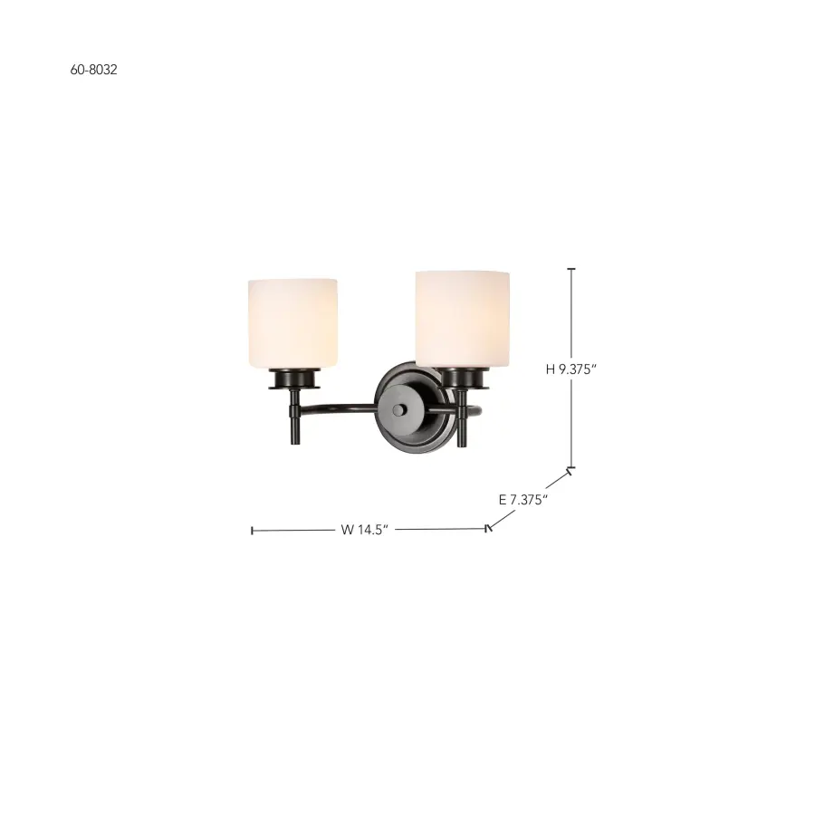 Warren 2-Light Vanity in Gun Metal with Satin White Glass - Image 18