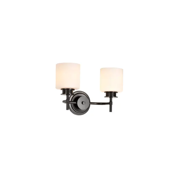 Warren 2-Light Vanity in Gun Metal with Satin White Glass - Image 4