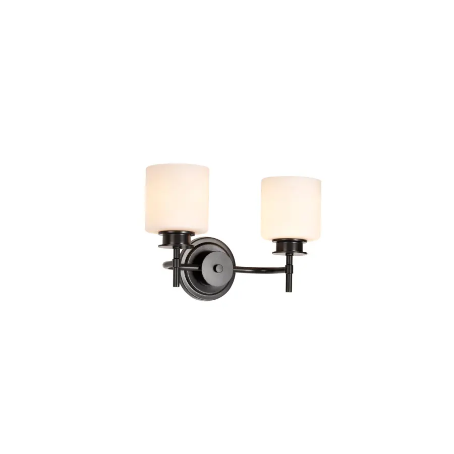 Warren 2-Light Vanity in Gun Metal with Satin White Glass - Image 4