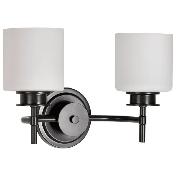 Warren 2-Light Vanity in Gun Metal with Satin White Glass - Image 5