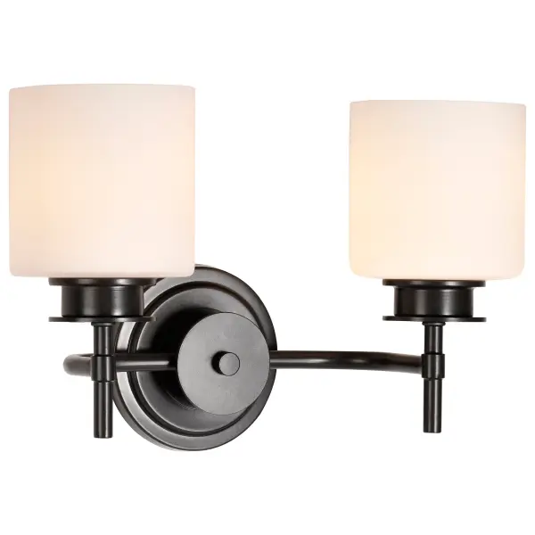 Warren 2-Light Vanity in Gun Metal with Satin White Glass - Image 6