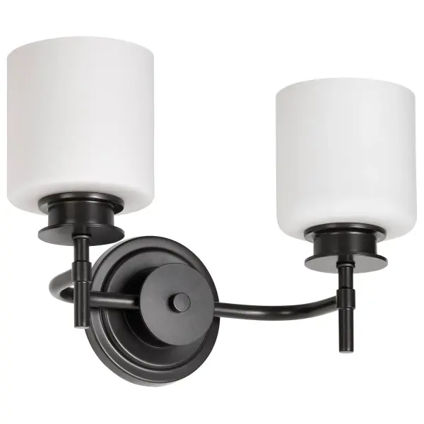 Warren 2-Light Vanity in Gun Metal with Satin White Glass - Image 7