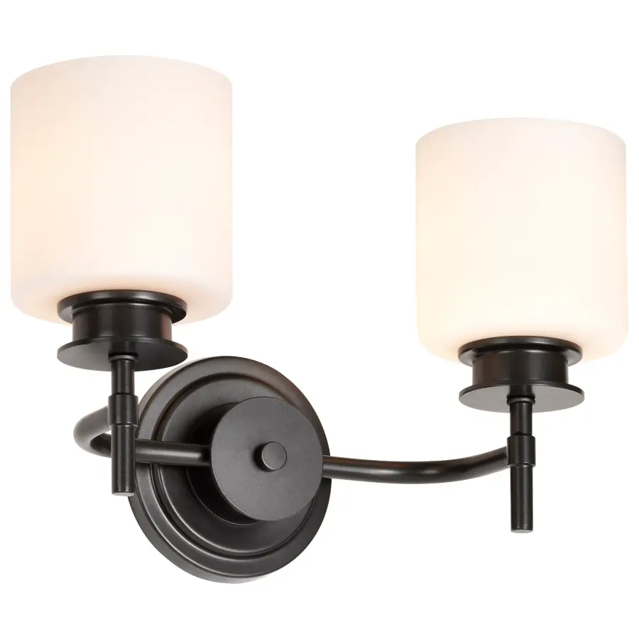 Warren 2-Light Vanity in Gun Metal with Satin White Glass - Image 8