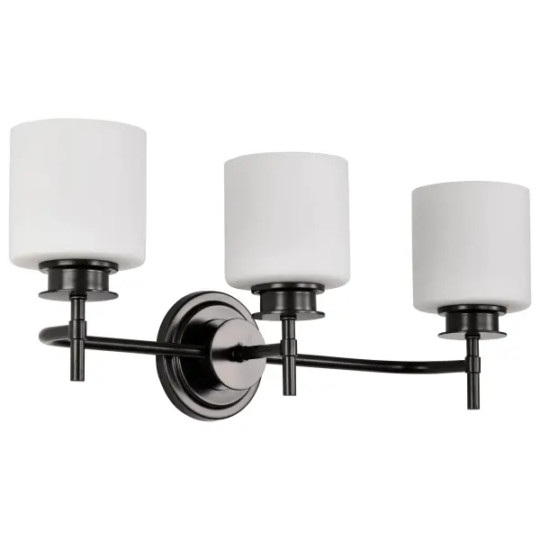 Warren 3-Light Vanity in Gun Metal with Satin White Glass - Image 1