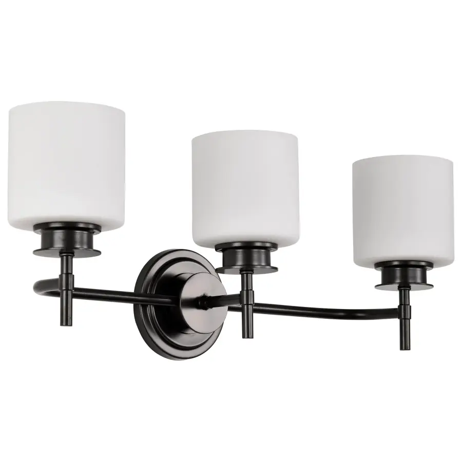 Warren 3-Light Vanity in Gun Metal with Satin White Glass - Image 1
