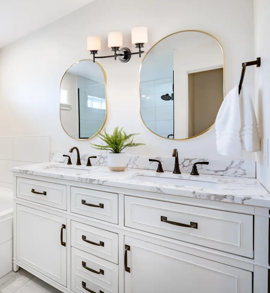 Warren 3-Light Vanity in Gun Metal with Satin White Glass - Image 2