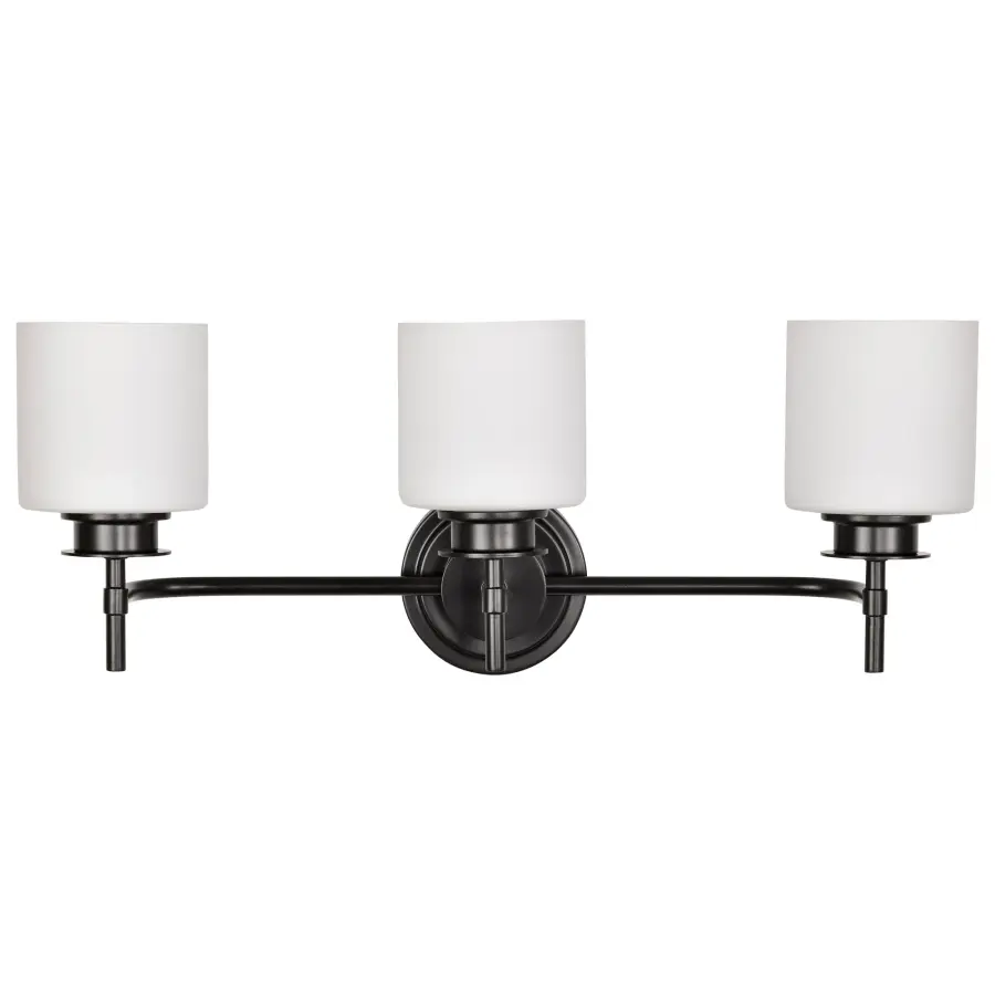 Warren 3-Light Vanity in Gun Metal with Satin White Glass - Image 11