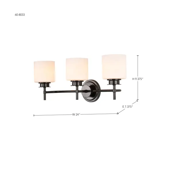 Warren 3-Light Vanity in Gun Metal with Satin White Glass - Image 18