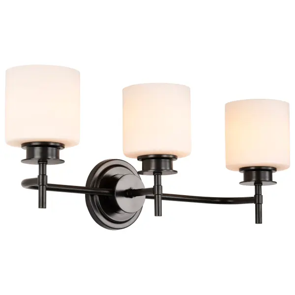 Warren 3-Light Vanity in Gun Metal with Satin White Glass - Image 4