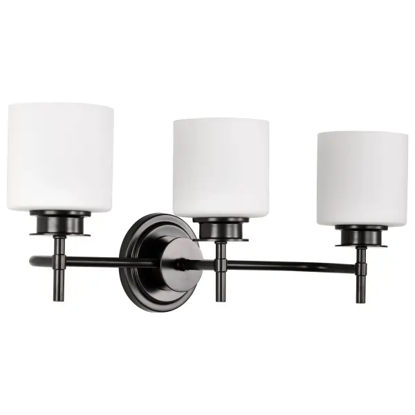 Warren 3-Light Vanity in Gun Metal with Satin White Glass - Image 5