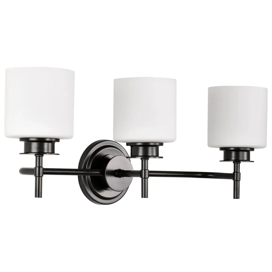 Warren 3-Light Vanity in Gun Metal with Satin White Glass - Image 5