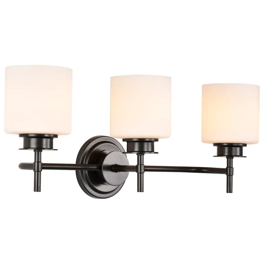 Warren 3-Light Vanity in Gun Metal with Satin White Glass - Image 6